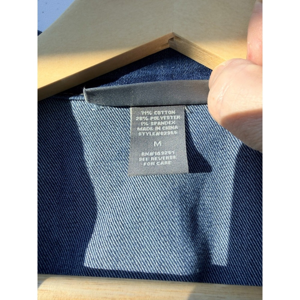 Kate & Mallory Denim Moto Jacket M Asymmetrical Zip Stretch Biker 80s Style - Picture 6 of 9